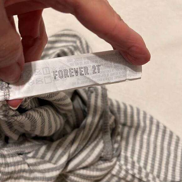 NWT Forever 21 szS Adjustable straps faux wrap high waisted grey white jumpsuit - Picture 7 of 12